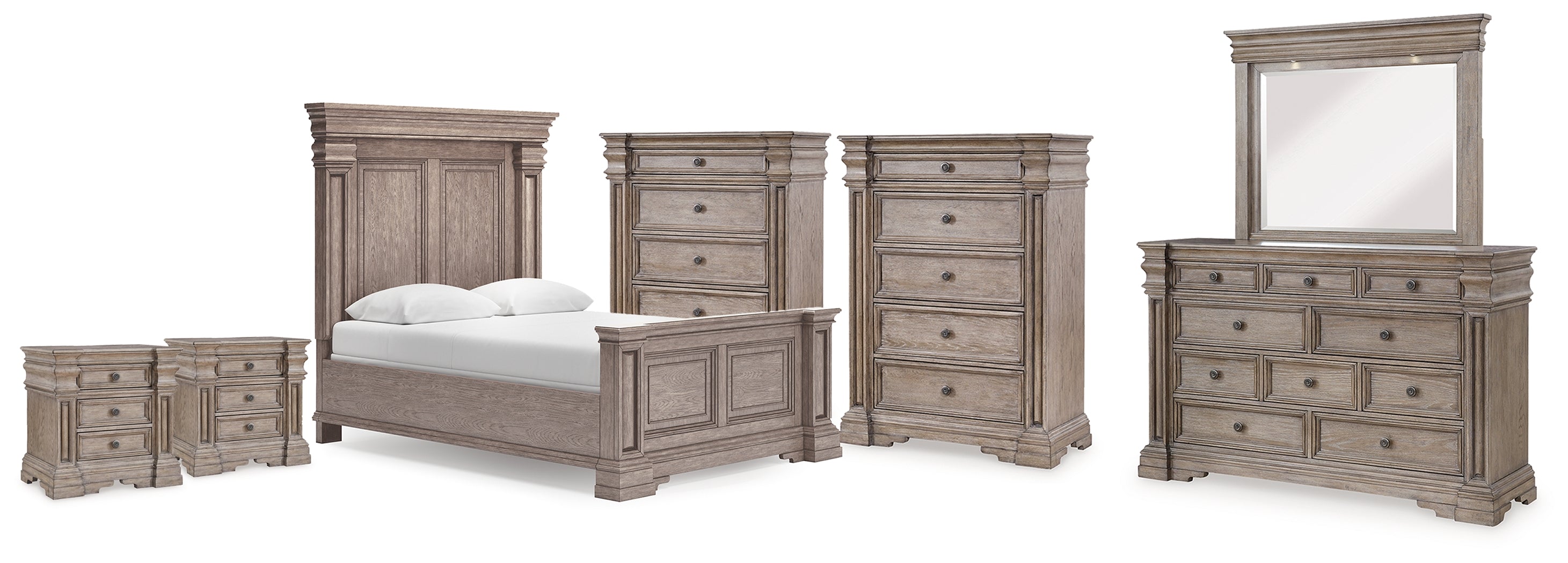 Hoover Furniture Outlet - Ashley Furniture - Blairhurst Queen Panel Bed. Dresser, Mirror, 2 Chests and 2 Nightstands - Queen Panel Bed. Dresser, Mirror, 2 Chests and 2 Nightstands - B916B13