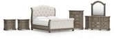 Hoover Furniture Outlet - Ashley Furniture - Ardenfield King Upholstered Sleigh Bed, Dresser, Mirror, Chest and 2 Nightstands - King Upholstered Sleigh Bed, Dresser, Mirror, Chest and 2 Nightstands - B944B9