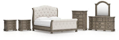 Hoover Furniture Outlet - Ashley Furniture - Ardenfield King Upholstered Sleigh Bed, Dresser, Mirror, Chest and 2 Nightstands - King Upholstered Sleigh Bed, Dresser, Mirror, Chest and 2 Nightstands - B944B9
