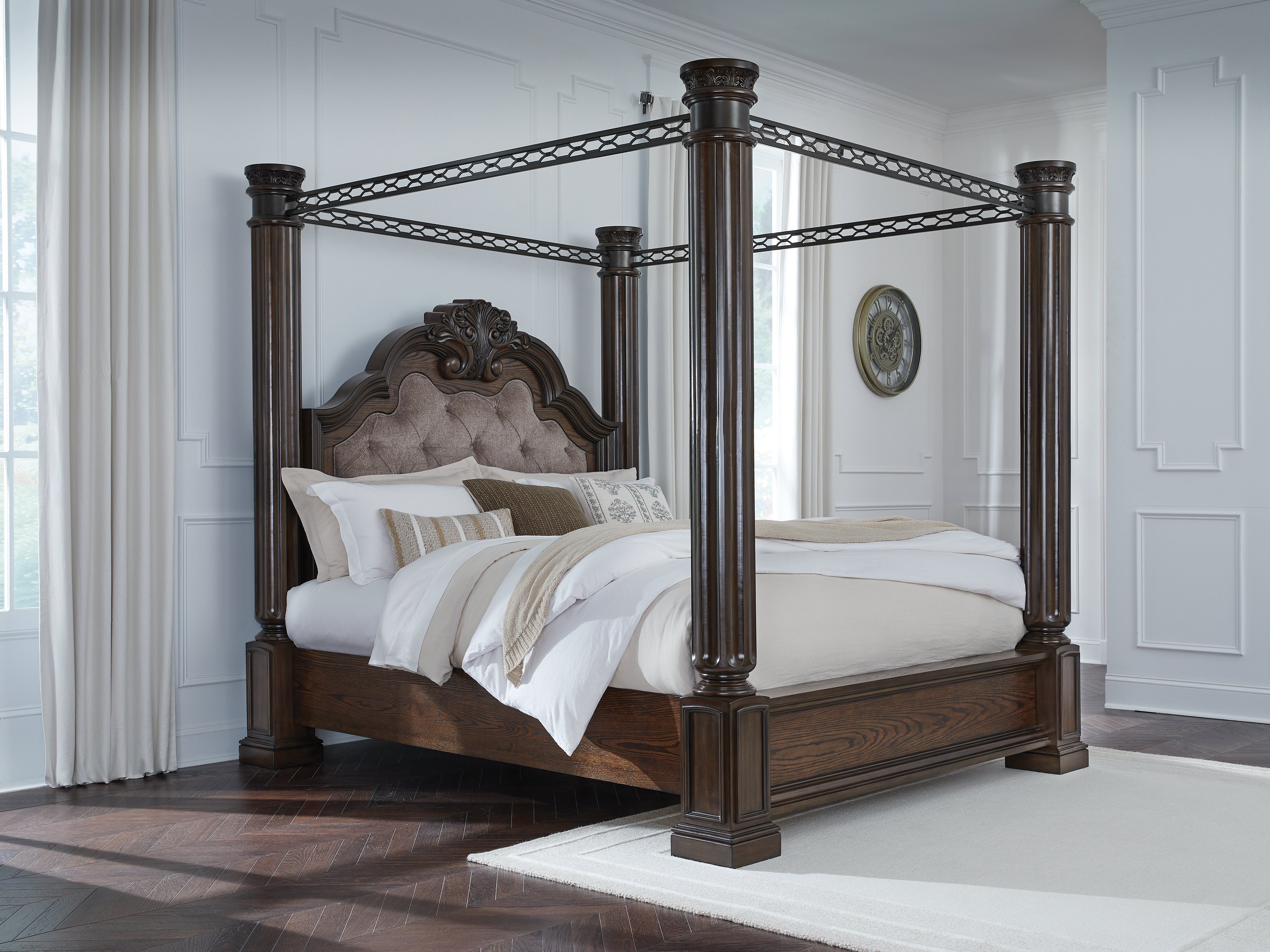 Hoover Furniture Outlet - Ashley Furniture - Maylee Queen Canopy Bed - Queen Canopy Bed - B947B8