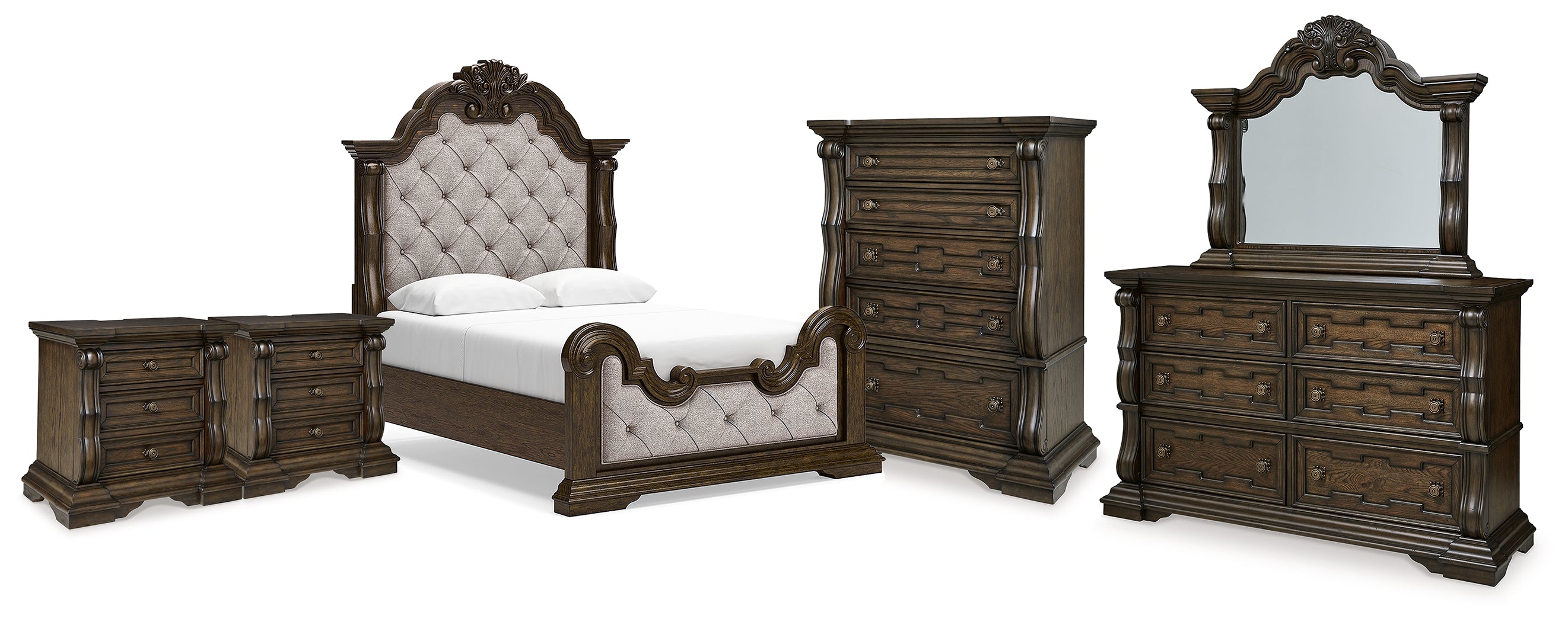 Hoover Furniture Outlet - Ashley Furniture - Maylee Queen Panel Bed, Dresser, Mirror, Chest and 2 Nightstands - Queen Panel Bed, Dresser, Mirror, Chest and 2 Nightstands - B947B16