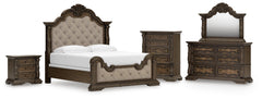 Maylee King Panel Bed, Dresser, Mirror, Chest and Nightstand