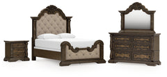 Hoover Furniture Outlet - Ashley Furniture - Maylee Queen Upholstered Panel Bed, Dresser, Mirror and Nightstand - Queen Upholstered Panel Bed, Dresser, Mirror and Nightstand - B947B18