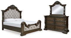Hoover Furniture Outlet - Ashley Furniture - Maylee California King Upholstered Bed, Dresser and Mirror - California King Upholstered Bed, Dresser and Mirror - B947B7