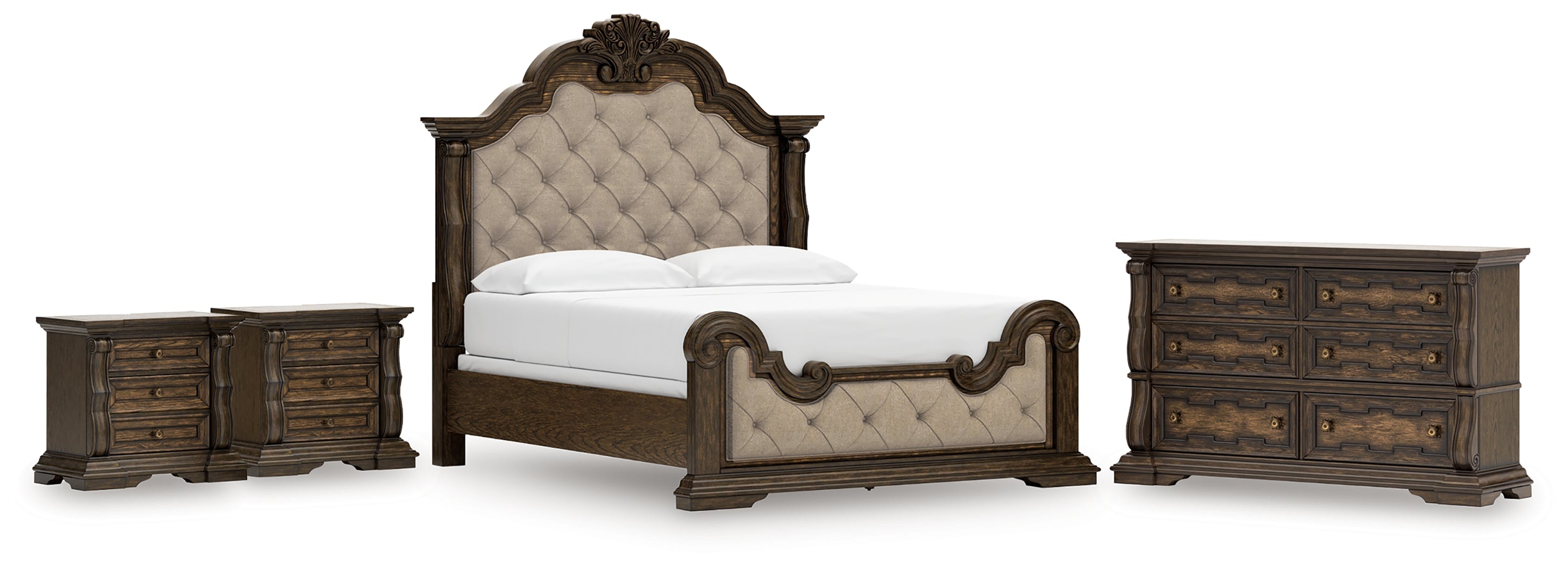 Hoover Furniture Outlet - Ashley Furniture - Maylee King Upholstered Bed, Dresser and 2 Nightstands - King Upholstered Bed, Dresser and 2 Nightstands - B947B14