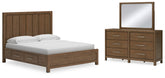 Hoover Furniture Outlet - Ashley Furniture - Cabalynn California King Panel Bed with Storage, Dresser and Mirror - California King Panel Bed with Storage, Dresser and Mirror - B974B13