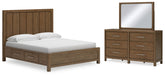 Hoover Furniture Outlet - Ashley Furniture - Cabalynn King Panel Bed with Storage, Dresser and Mirror - King Panel Bed with Storage, Dresser and Mirror - B974B12