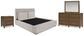 Hoover Furniture Outlet - Ashley Furniture - Cabalynn King Upholstered Bed, Dresser, Mirror and Nightstand - King Upholstered Bed, Dresser, Mirror and Nightstand - B974B14