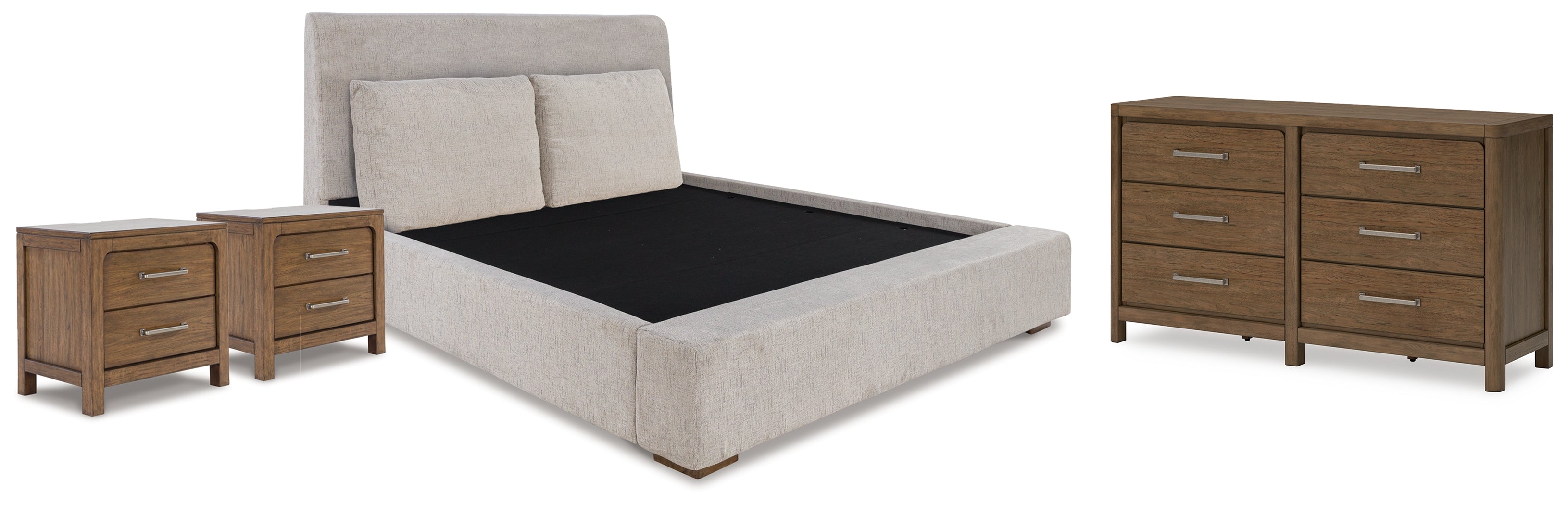 Hoover Furniture Outlet - Ashley Furniture - Cabalynn King Upholstered Bed, Dresser and 2 Nightstands - King Upholstered Bed, Dresser and 2 Nightstands - B974B15