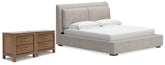 Hoover Furniture Outlet - Ashley Furniture - Cabalynn King Upholstered Bed and 2 Nightstands - King Upholstered Bed and 2 Nightstands - B974B16