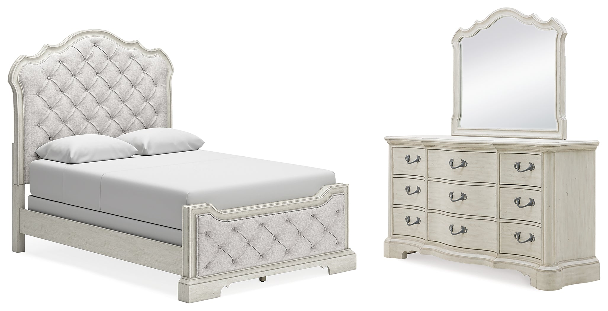 Hoover Furniture Outlet - Ashley Furniture - Arlendyne Queen Upholstered Bed, Dresser and Mirror - Queen Upholstered Bed, Dresser and Mirror - B980B3