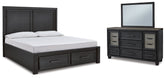Hoover Furniture Outlet - Ashley Furniture - Foyland King Panel Storage Bed, Dresser and Mirror - King Panel Storage Bed, Dresser and Mirror - B989B7
