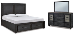 Hoover Furniture Outlet - Ashley Furniture - Foyland King Panel Storage Bed, Dresser and Mirror - King Panel Storage Bed, Dresser and Mirror - B989B7