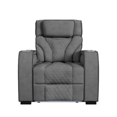 Blitz Motion Recliner with LED in Simba Slate and Black Welt