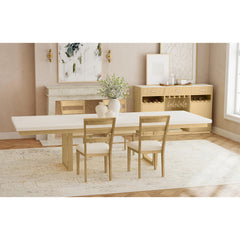 Cambrie Buffet with LED and Power in Off-White and Natural