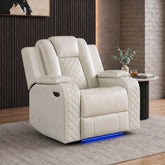 U-890 Power Motion Recliner with Power Headrest, LED in Oyster