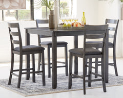 Hoover Furniture Outlet - Ashley Furniture - Bridson Counter Height Dining Table and Bar Stools (Set of 5) - Square Counter TBL Set (5/CN) - D383-223