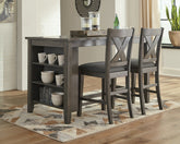 Hoover Furniture Outlet - Ashley Furniture - Caitbrook Counter Height Dining Table and 2 Barstools - Counter Height Dining Table and 2 Barstools / Gray - D388D5