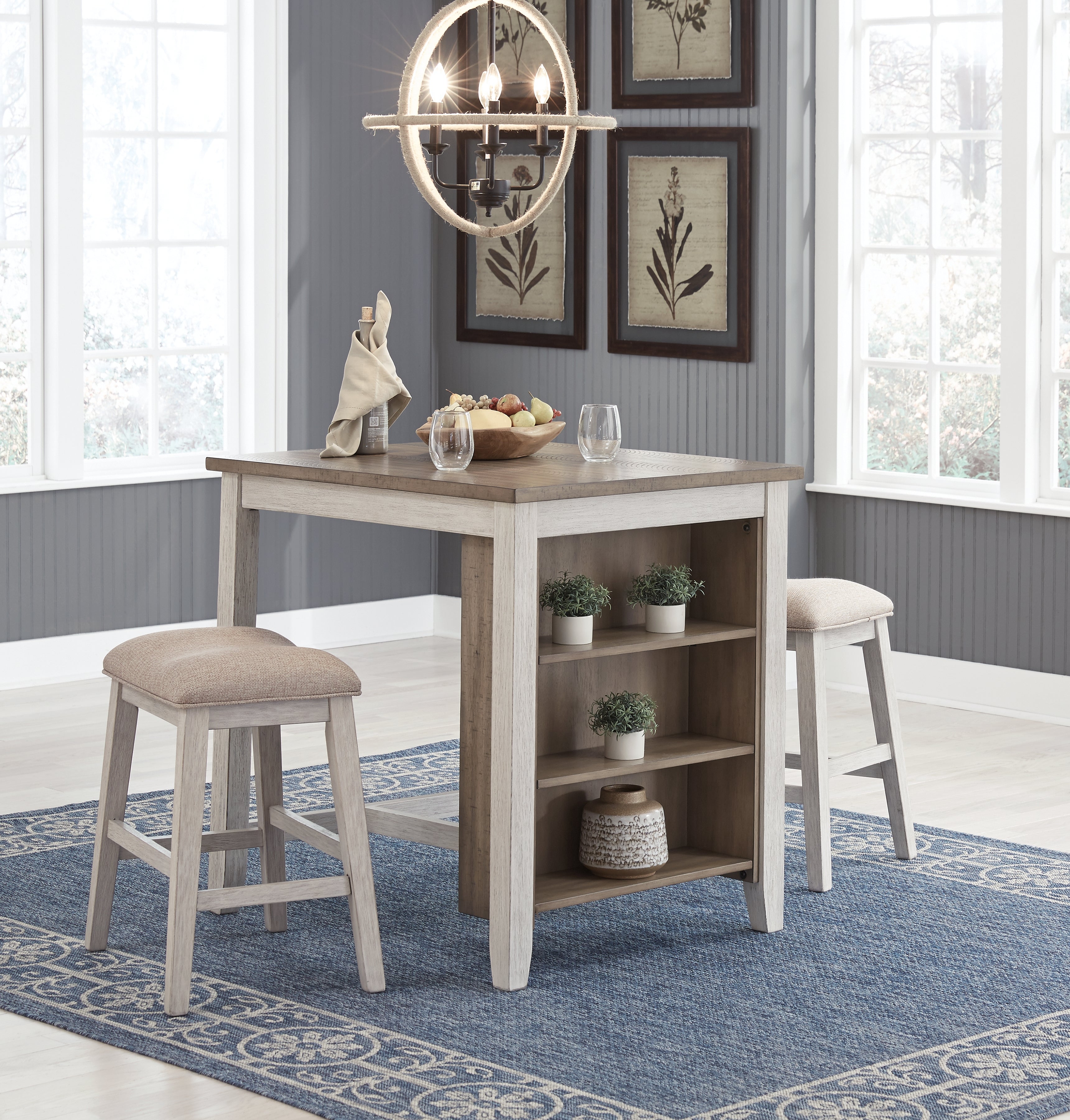 Hoover Furniture Outlet - Ashley Furniture - Skempton Counter Height Dining Table and Bar Stools (Set of 3) - RECT DRM Counter TBL Set(3/CN) - D394-113