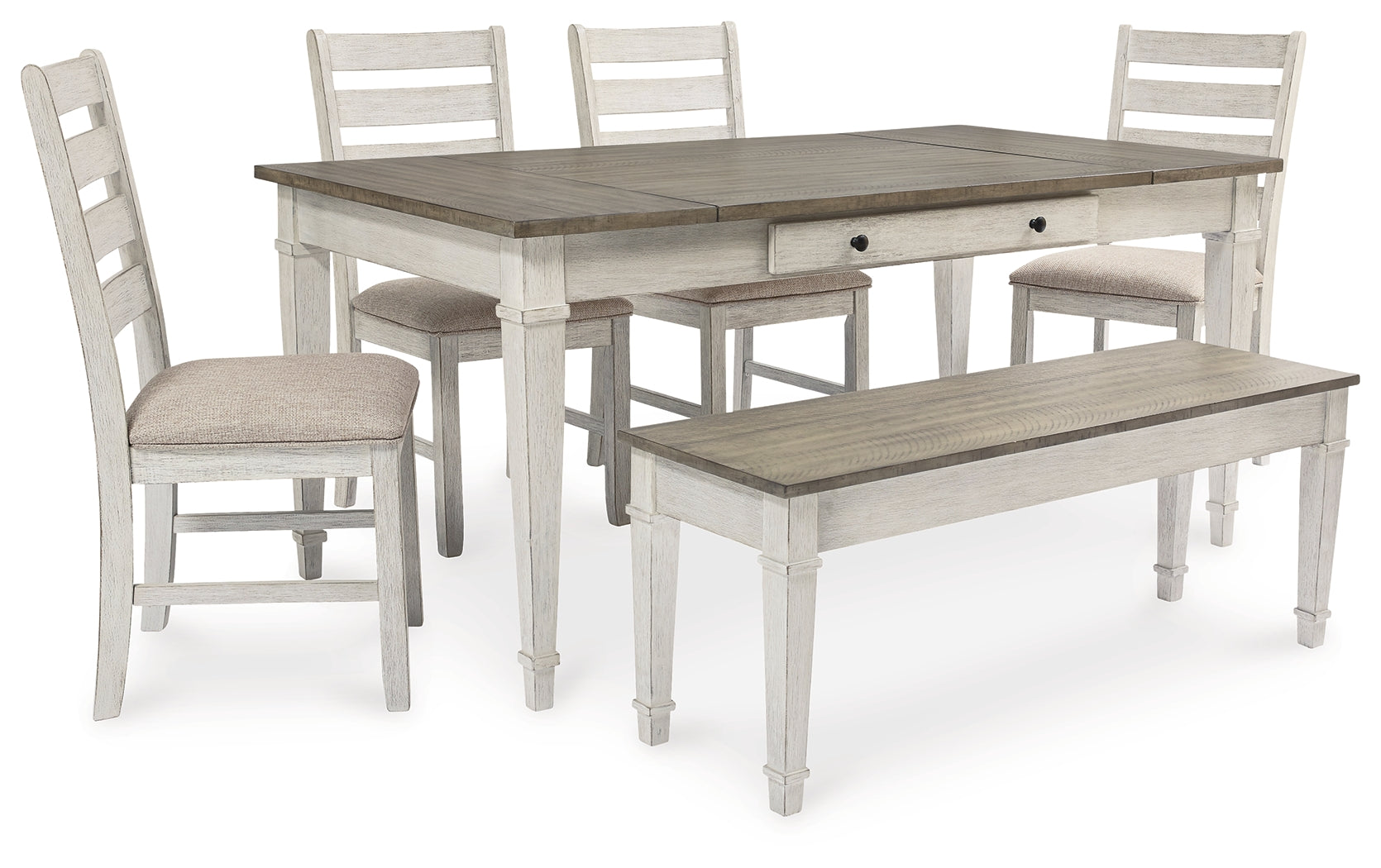 Hoover Furniture Outlet - Ashley Furniture - Skempton Dining Table, 4 Chairs, and Bench - Dining Table, 4 Chairs, and Bench - D394D5