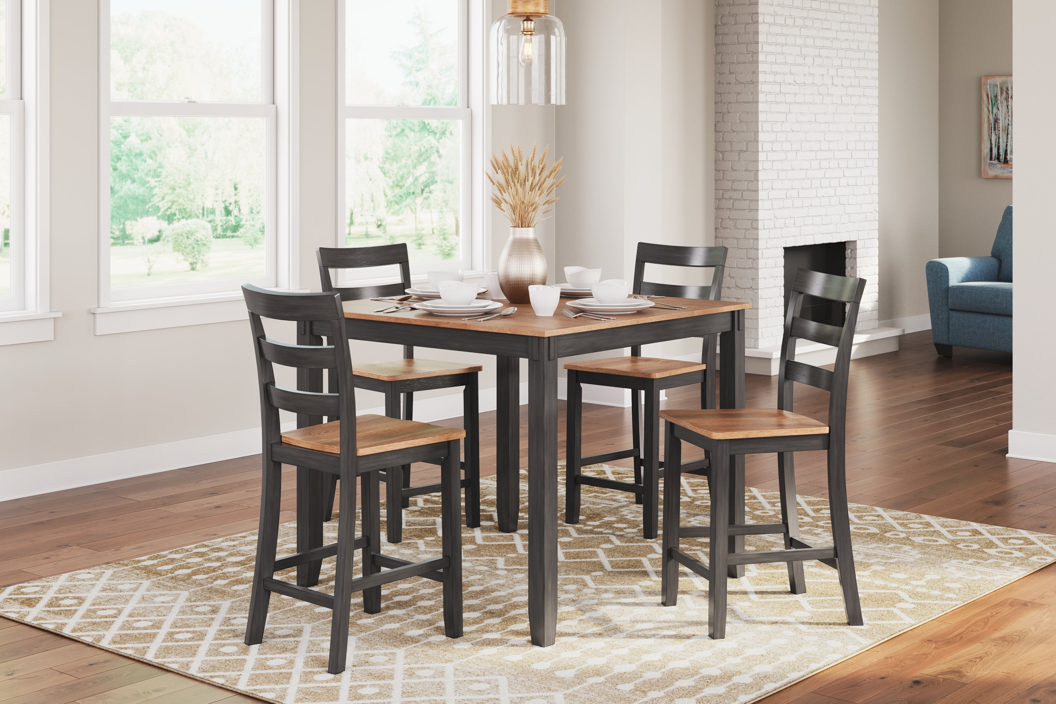 Hoover Furniture Outlet - Ashley Furniture - Gesthaven Counter Height Dining Table and 4 Barstools (Set of 5) - DRM Counter Table Set (5/CN) - D396-223