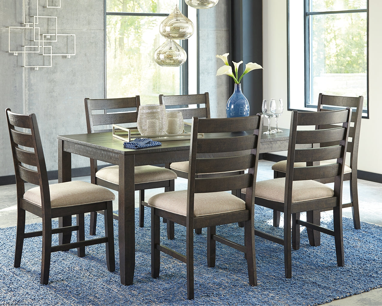 Hoover Furniture Outlet - Ashley Furniture - Rokane Dining Table and Chairs (Set of 7) - Dining Room Table Set (7/CN) - D397-425