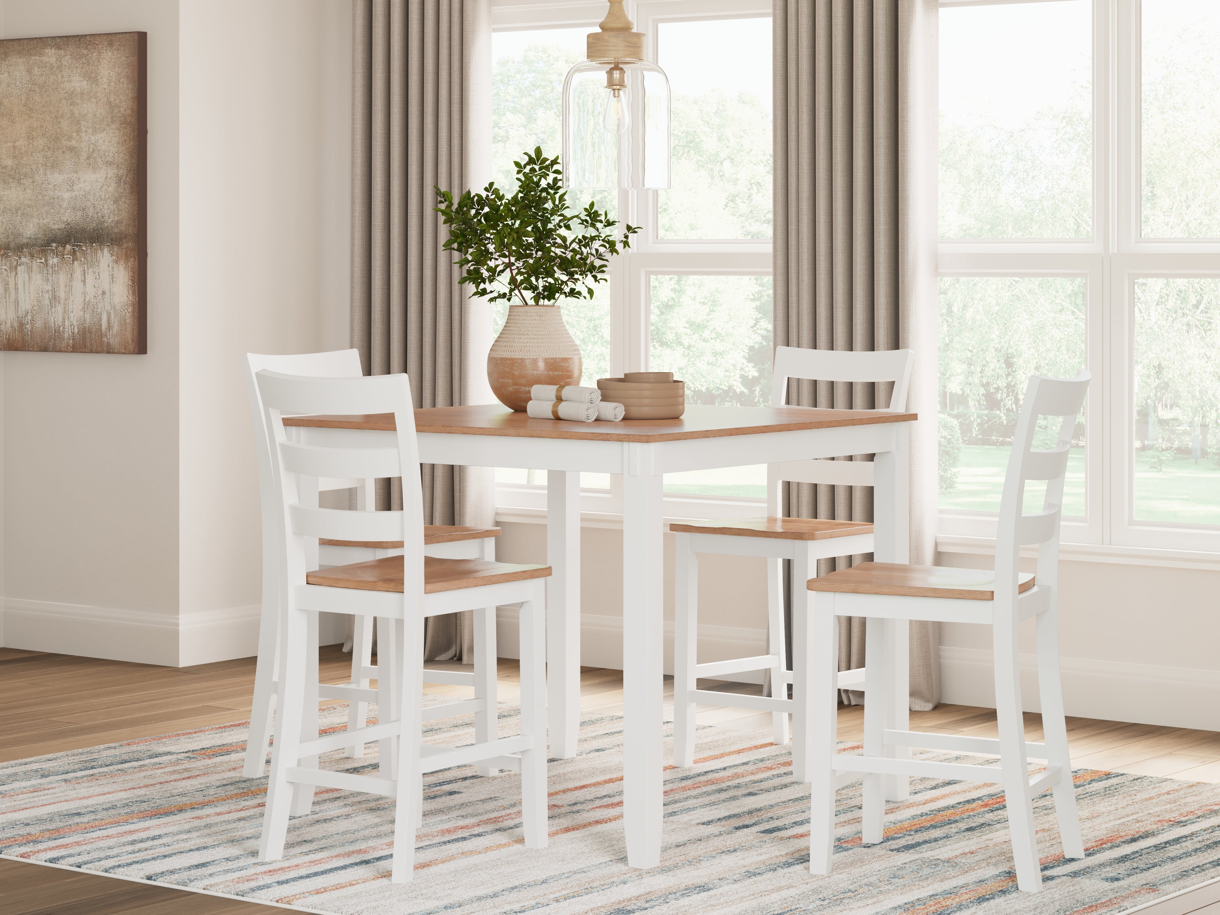 Hoover Furniture Outlet - Ashley Furniture - Gesthaven Counter Height Dining Table and 4 Barstools (Set of 5) - DRM Counter Table Set (5/CN) - D398-223