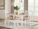 Hoover Furniture Outlet - Ashley Furniture - Gesthaven Dining Table with 4 Chairs and Bench (Set of 6) - Dining Room Table Set (6/CN) - D398-325
