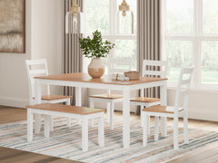 Hoover Furniture Outlet - Ashley Furniture - Gesthaven Dining Table with 4 Chairs and Bench (Set of 6) - Dining Room Table Set (6/CN) - D398-325