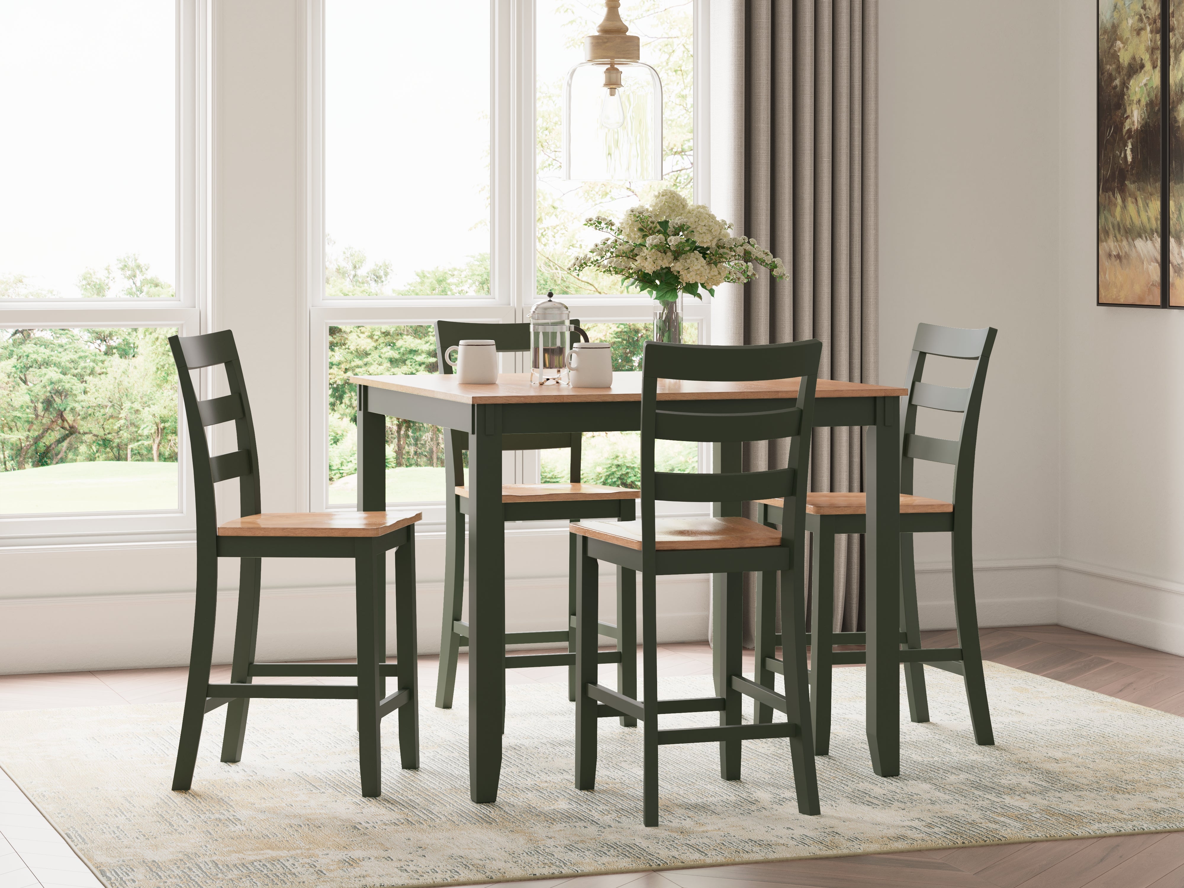 Hoover Furniture Outlet - Ashley Furniture - Gesthaven Counter Height Dining Table and 4 Barstools (Set of 5) - DRM Counter Table Set (5/CN) - D401-223