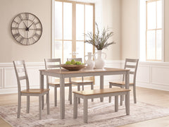 Hoover Furniture Outlet - Ashley Furniture - Harperfeld Dining Table and 4 Chairs and Bench (Set of 6) - Dining Room Table Set (6/CN) - PCD403-325