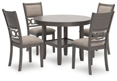 Hoover Furniture Outlet - Ashley Furniture - Wrenning Dining Table and 4 Chairs (Set of 5) - Dining Room Table Set (5/CN) / Gray - D425-225