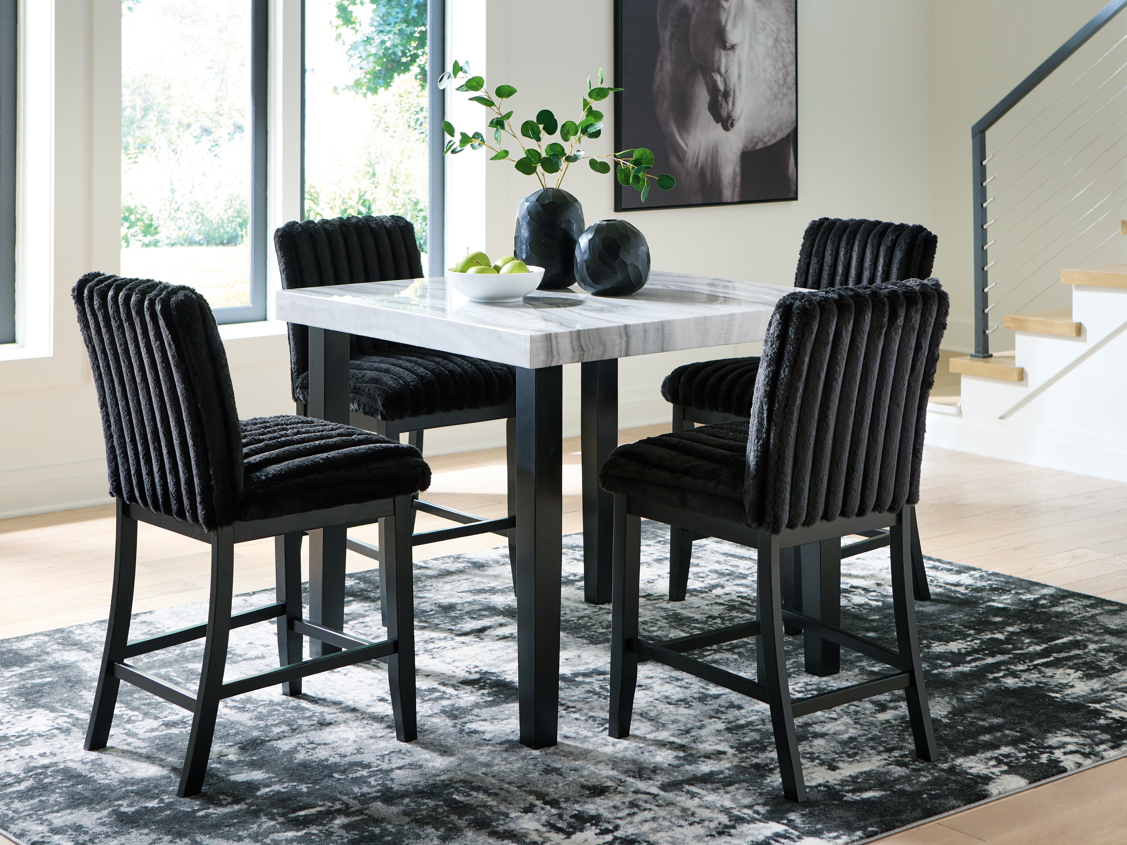 Hoover Furniture Outlet - Ashley Furniture - Mervannie Counter Height Dining Table and 4 Barstools - Counter Height Dining Table and 4 Barstools - PCD571D2