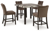 Hoover Furniture Outlet - Ashley Furniture - Jeshina Counter Height Dining Table and 4 Barstools - Counter Height Dining Table and 4 Barstools / Dark Brown - PCD581D3