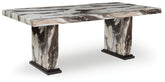 Hoover Furniture Outlet - Ashley Furniture - Jeshina Dining Table - Dining Table / Dark Brown/Beige - PCD581D4