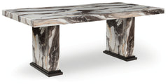Hoover Furniture Outlet - Ashley Furniture - Jeshina Dining Table - Dining Table / Dark Brown/Beige - PCD581D4