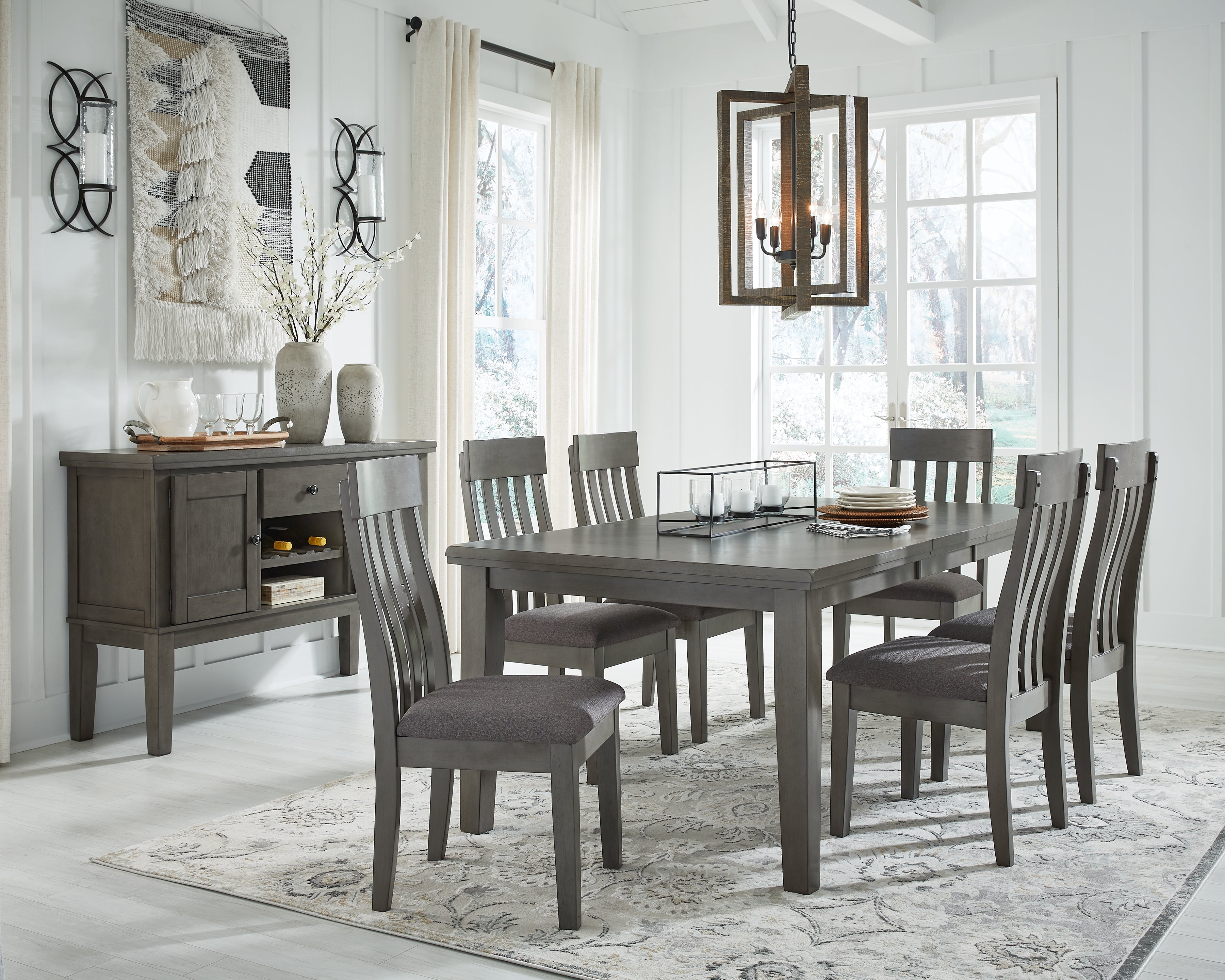 Hoover Furniture Outlet - Ashley Furniture - Hallanden Dining Table, 6 Chairs and Server - Dining Table, 6 Chairs and Server - D589D5