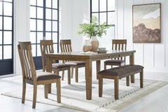 Hoover Furniture Outlet - Ashley Furniture - Urbinforte Extension Dining Table, 4 Chairs and Bench - Extension Dining Table, 4 Chairs and Bench - PCD592D2