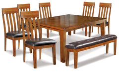 Hoover Furniture Outlet - Ashley Furniture - Ralene Dining Table and 6 Chairs and Bench - Dining Table and 6 Chairs and Bench - D594D10