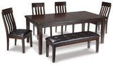 Hoover Furniture Outlet - Ashley Furniture - Haddigan Dining Table with 4 Chairs and Bench - Dining Table with 4 Chairs and Bench - D596D2