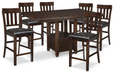 Hoover Furniture Outlet - Ashley Furniture - Haddigan Counter Height Dining Table and 6 Barstools - Counter Height Dining Table and 6 Barstools - D596D7
