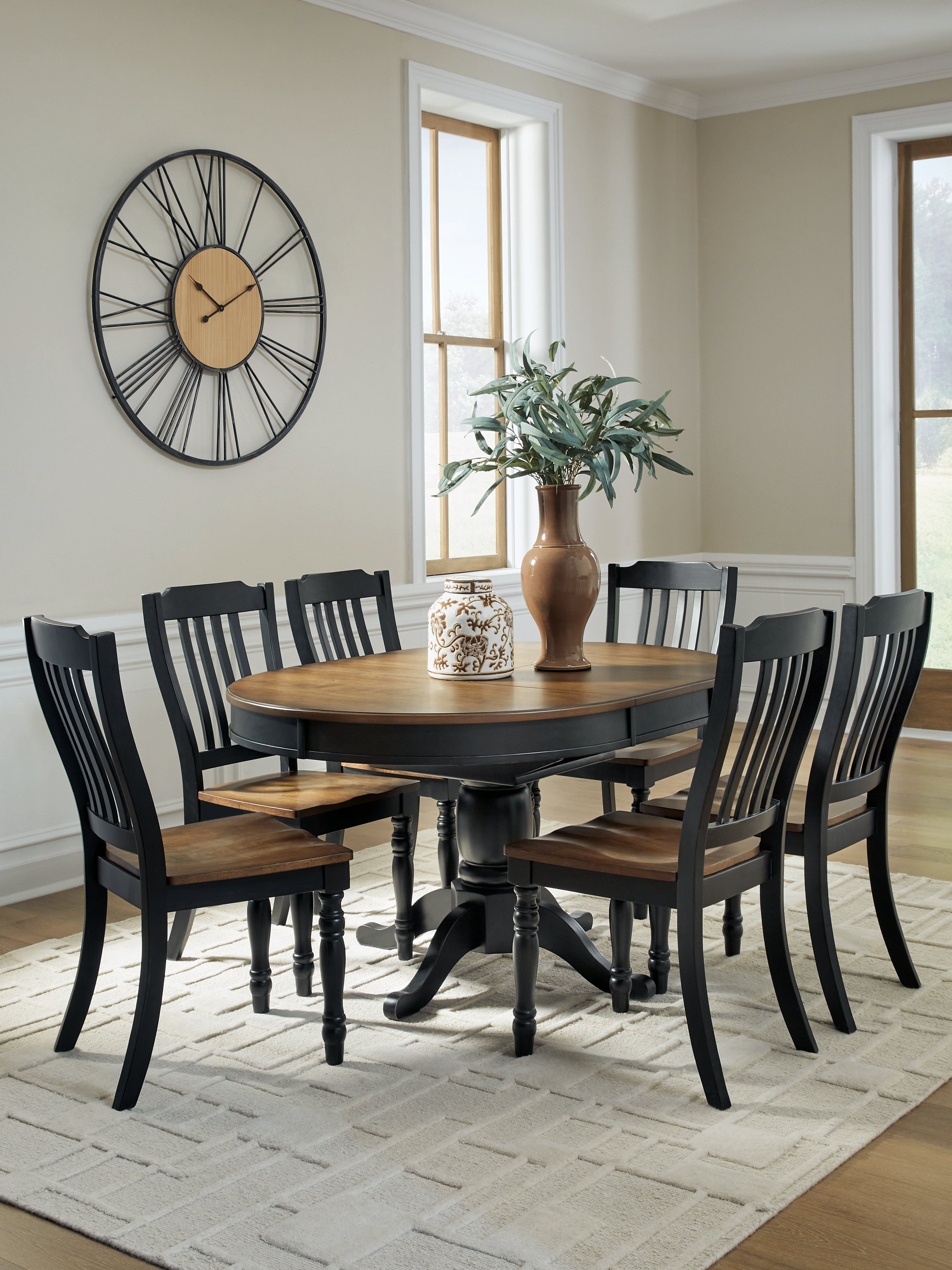 Hoover Furniture Outlet - Ashley Furniture - Clorazi Extension Dining Table and 6 Chairs - Extension Dining Table and 6 Chairs - PCD619D3
