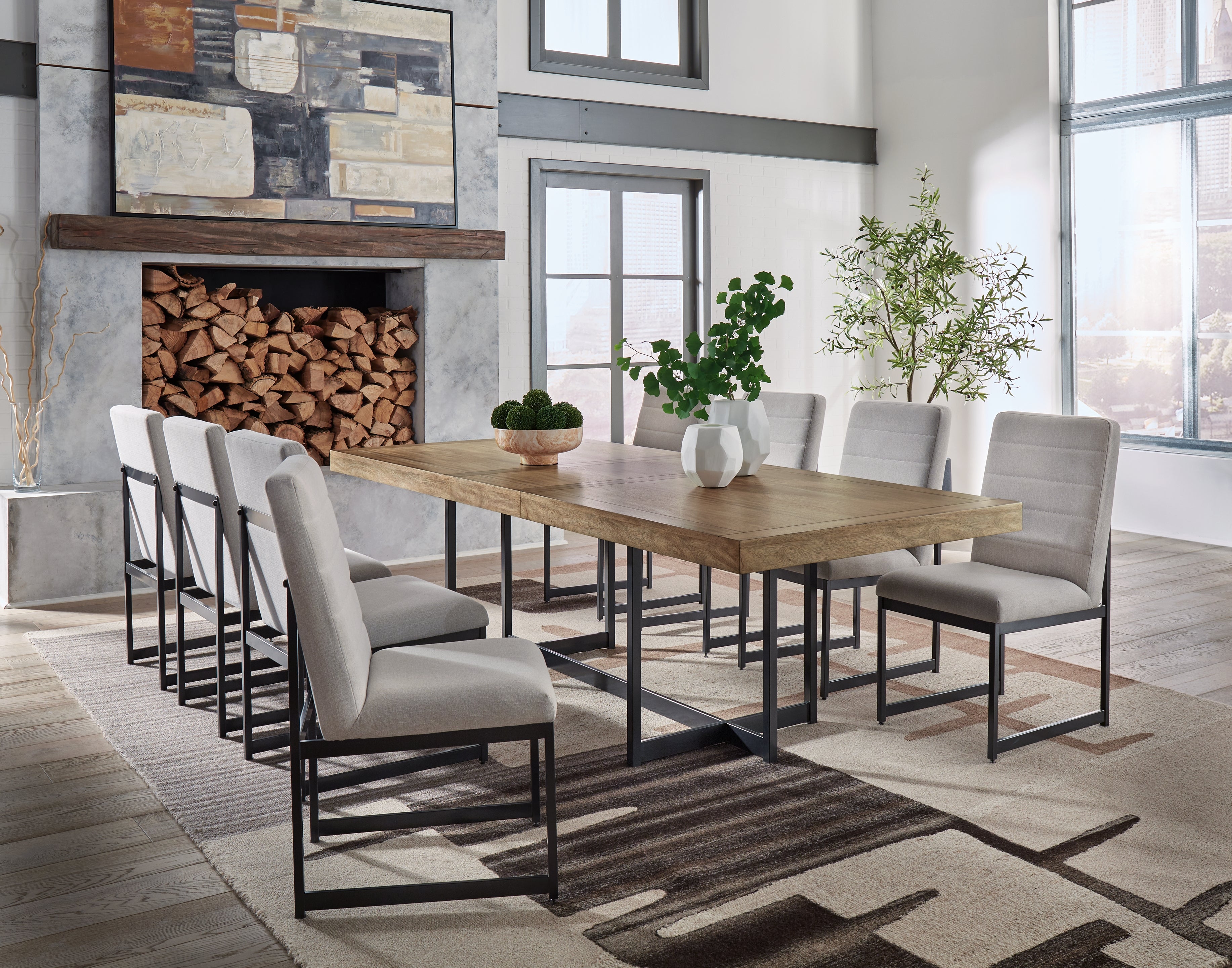 Hoover Furniture Outlet - Ashley Furniture - Tomtyn Extension Dining Table and 8 Chairs - Extension Dining Table and 8 Chairs - D622D3