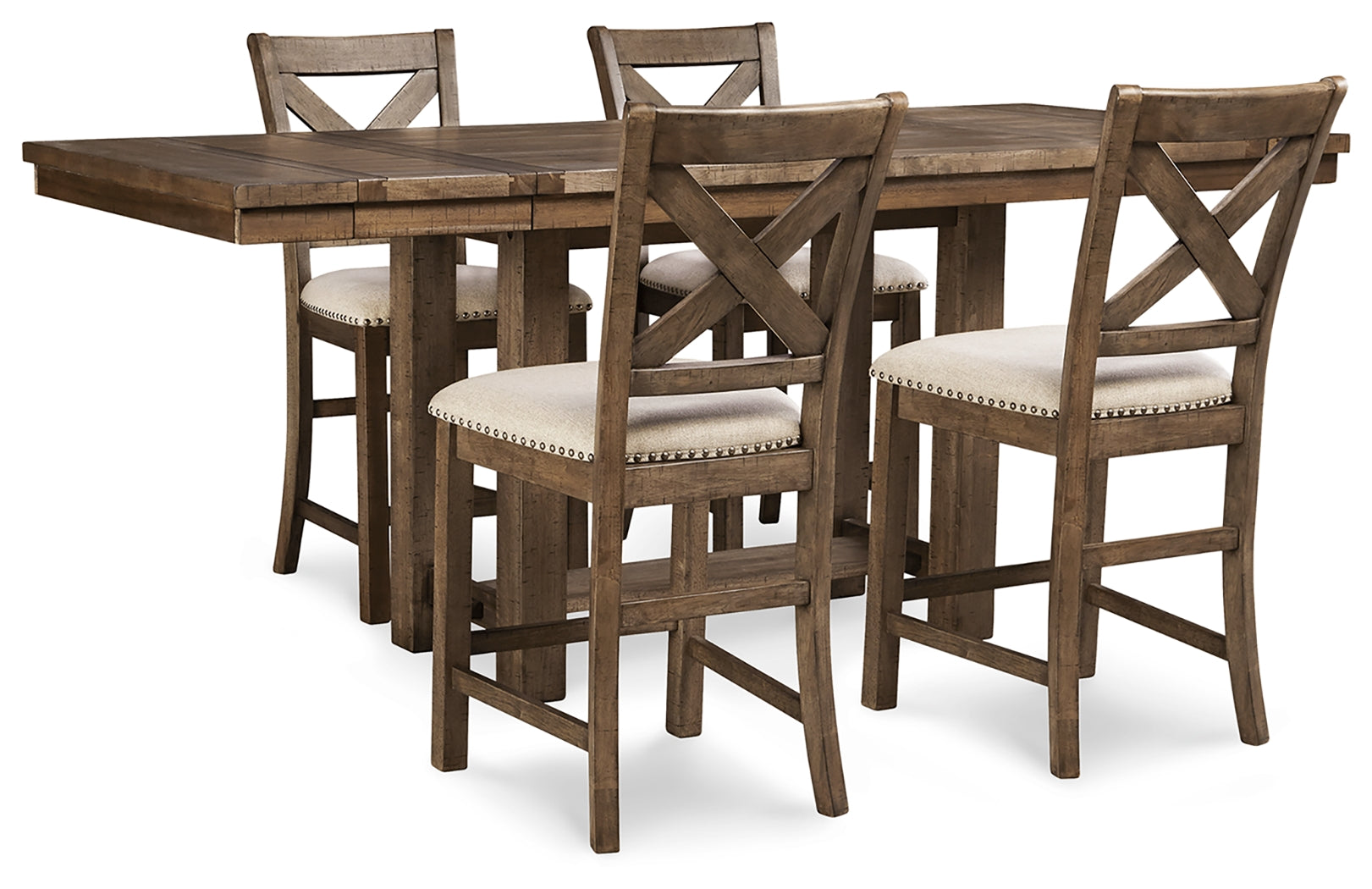 Hoover Furniture Outlet - Ashley Furniture - Moriville Counter Height Dining Table and 4 Barstools - Counter Height Dining Table and 4 Barstools - D631D1