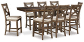 Hoover Furniture Outlet - Ashley Furniture - Moriville Counter Height Extension Table and 8 Barstools - Counter Height Extension Table and 8 Barstools - D631D12