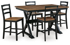 Wildenauer Counter Height Extension Dining Table and 4 Barstools