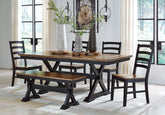 Hoover Furniture Outlet - Ashley Furniture - Wildenauer Dining Table, 4 Chairs and Bench - Dining Table, 4 Chairs and Bench - D634D2
