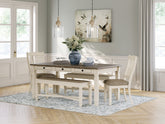 Hoover Furniture Outlet - Ashley Furniture - Bolanburg Dining Table with 2 Chairs and 2 Benches - Dining Table with 2 Chairs and 2 Benches - D647D7