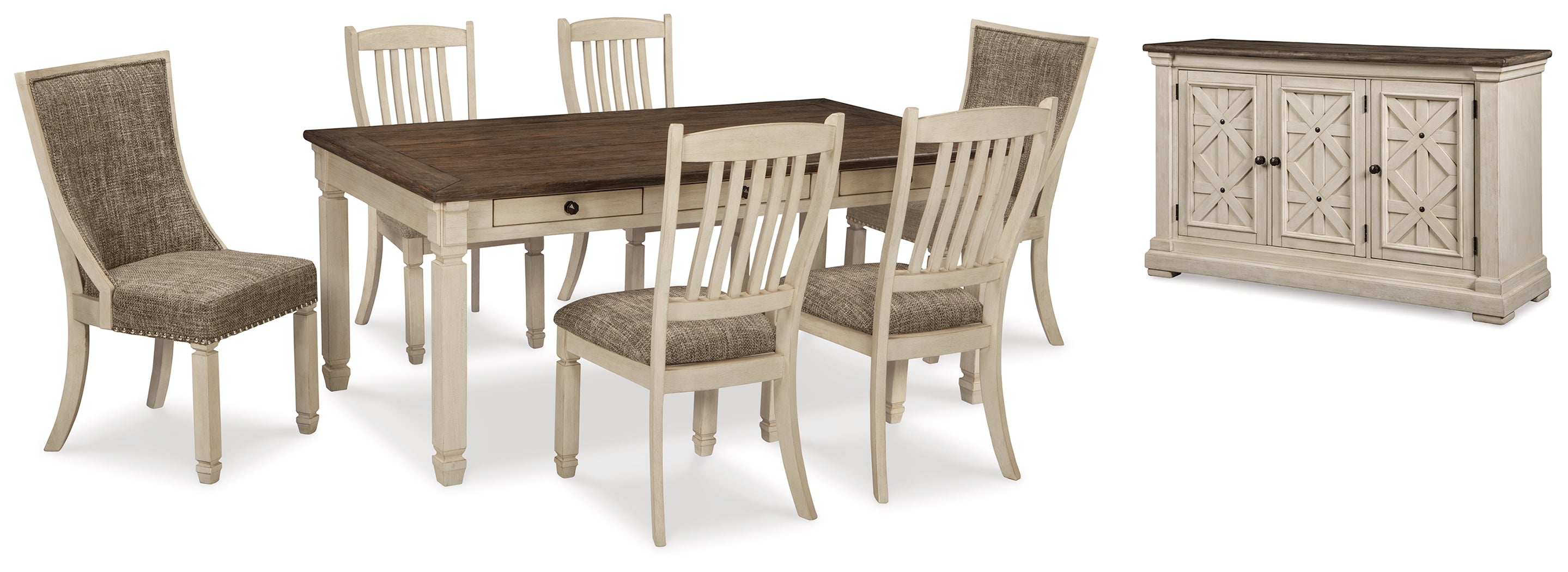 Hoover Furniture Outlet - Ashley Furniture - Bolanburg Dining Table and 6 Chairs with Server - Dining Table and 6 Chairs with Server - D647D22
