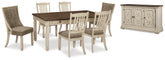 Hoover Furniture Outlet - Ashley Furniture - Bolanburg Dining Table and 6 Chairs with Server - Dining Table and 6 Chairs with Server - D647D22